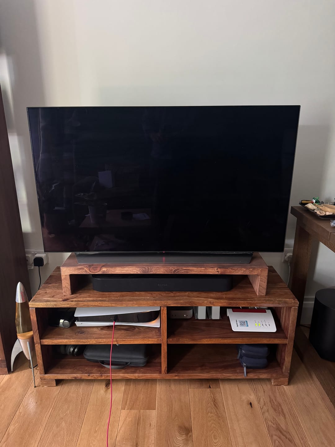 Customer photo review of Rustic Monitor Stand | Wooden Sides