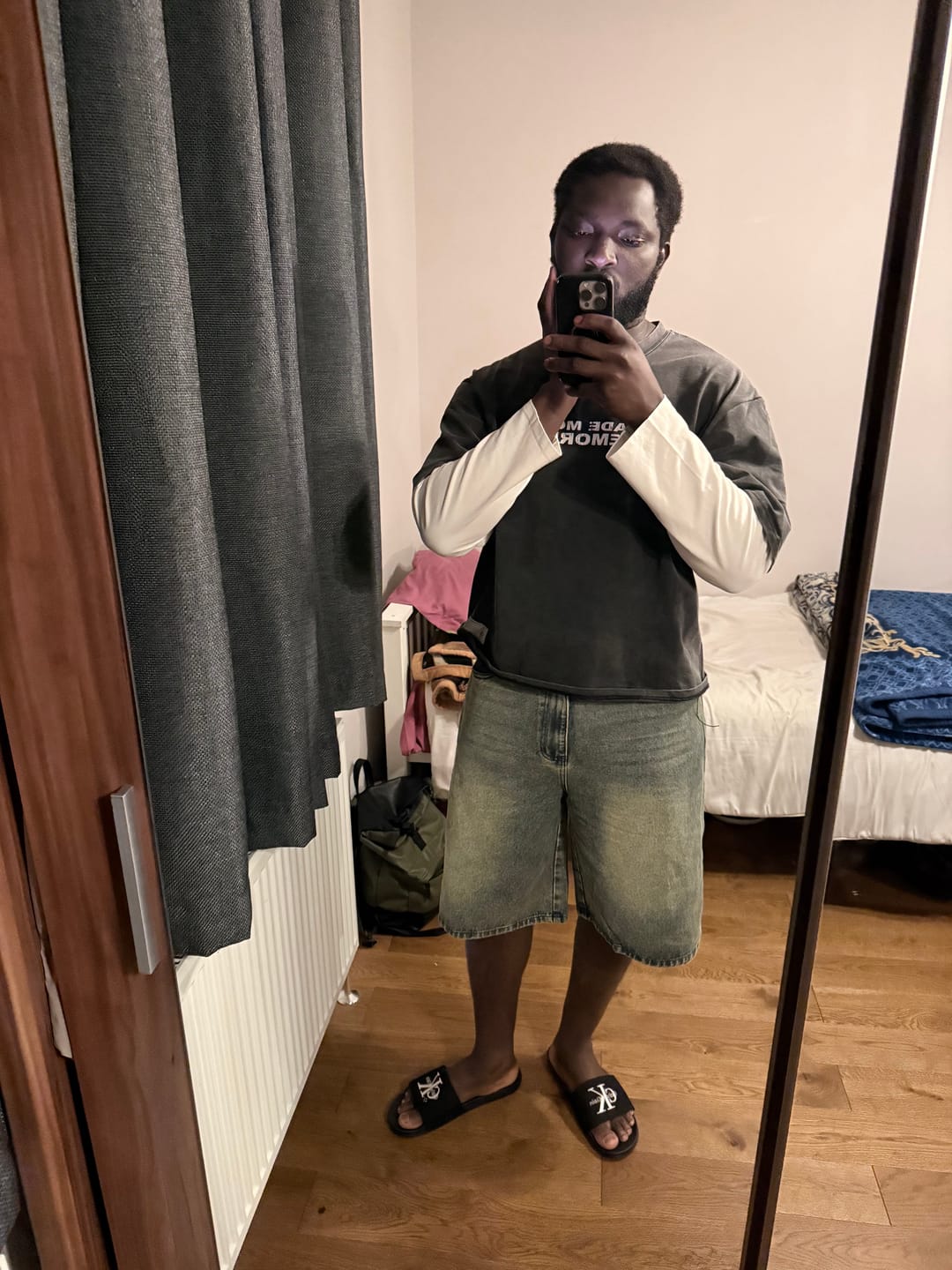 Customer photo review of Denim Jorts - Rust Blue