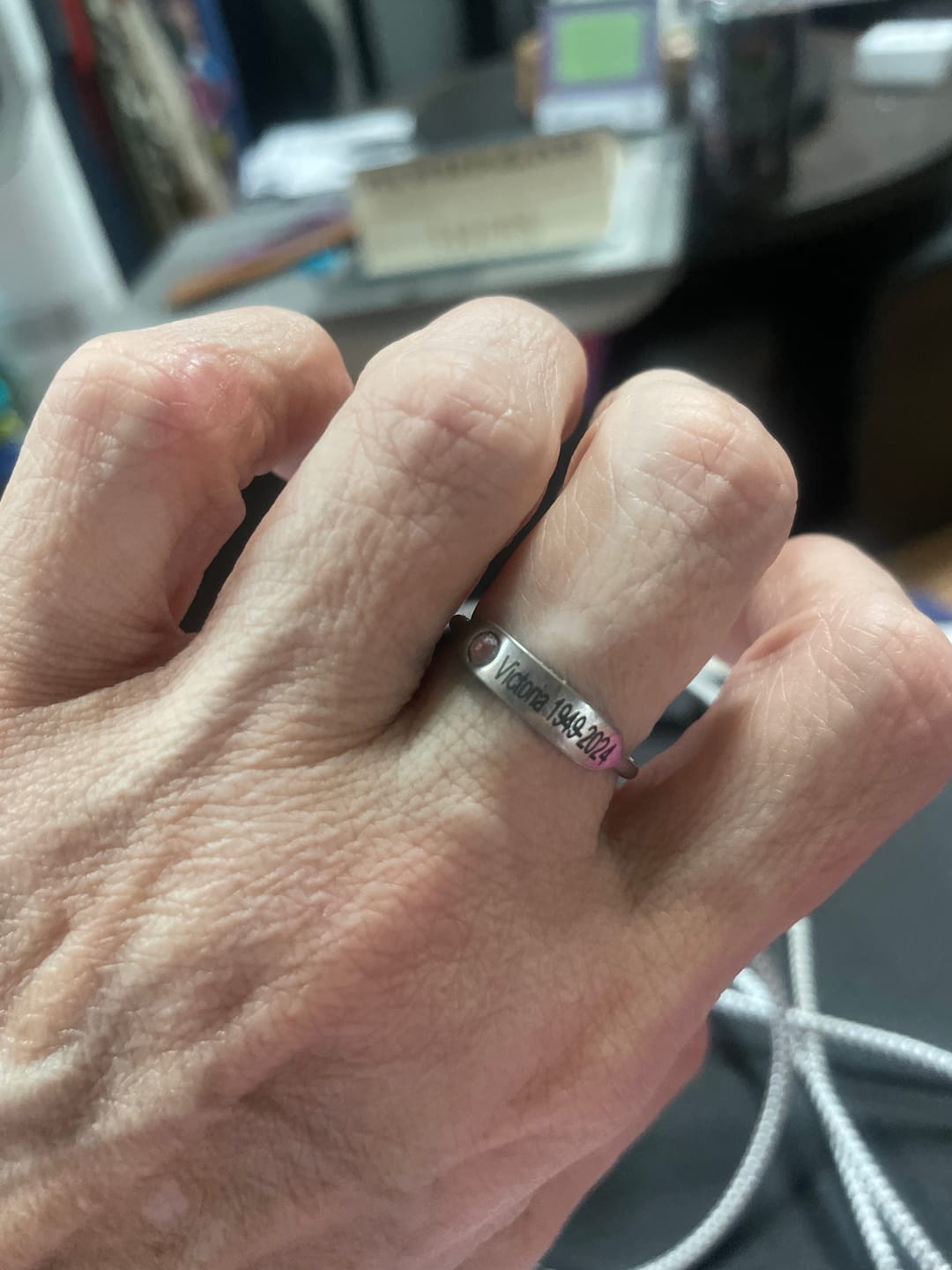 Customer photo review of For Memorial - Personalized Birthstone Name Memorial Ring