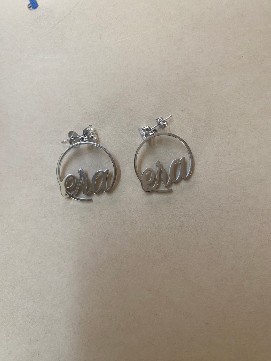 Customer photo review of Silver Era Halo Mini Drop Hoops ✨