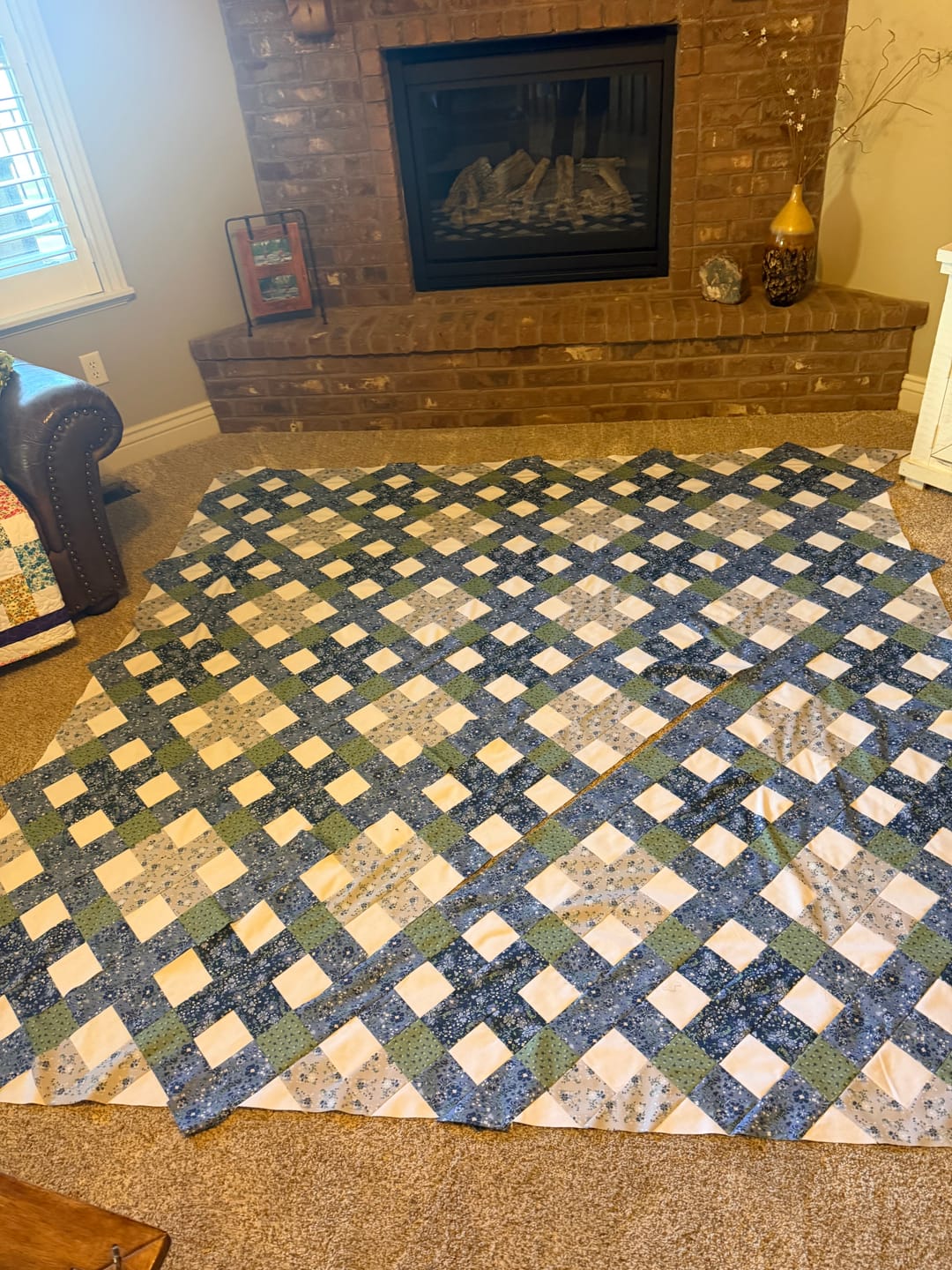 Customer photo review of Belvoir Blue Precut Quilt Kit