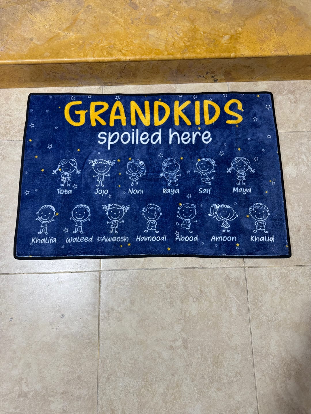 Customer photo review of Grandkids Spoiled Here Doodle - Personalized Doormat