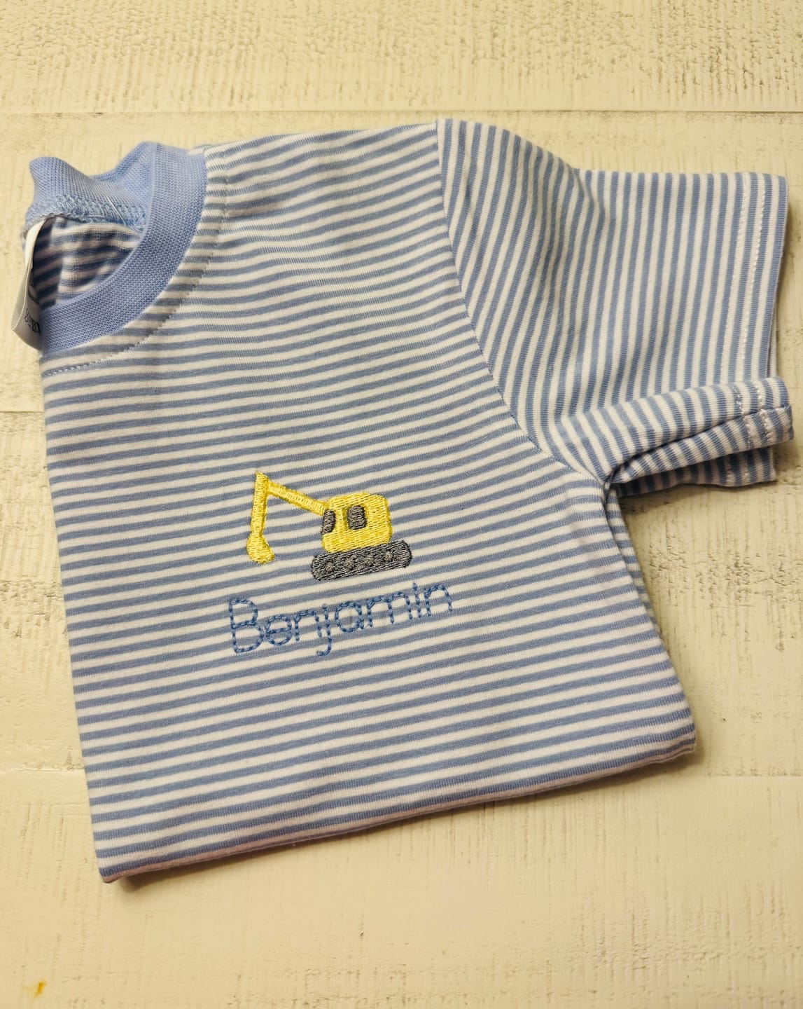 Customer photo review of Unisex Stripe Short Sleeve Shirt