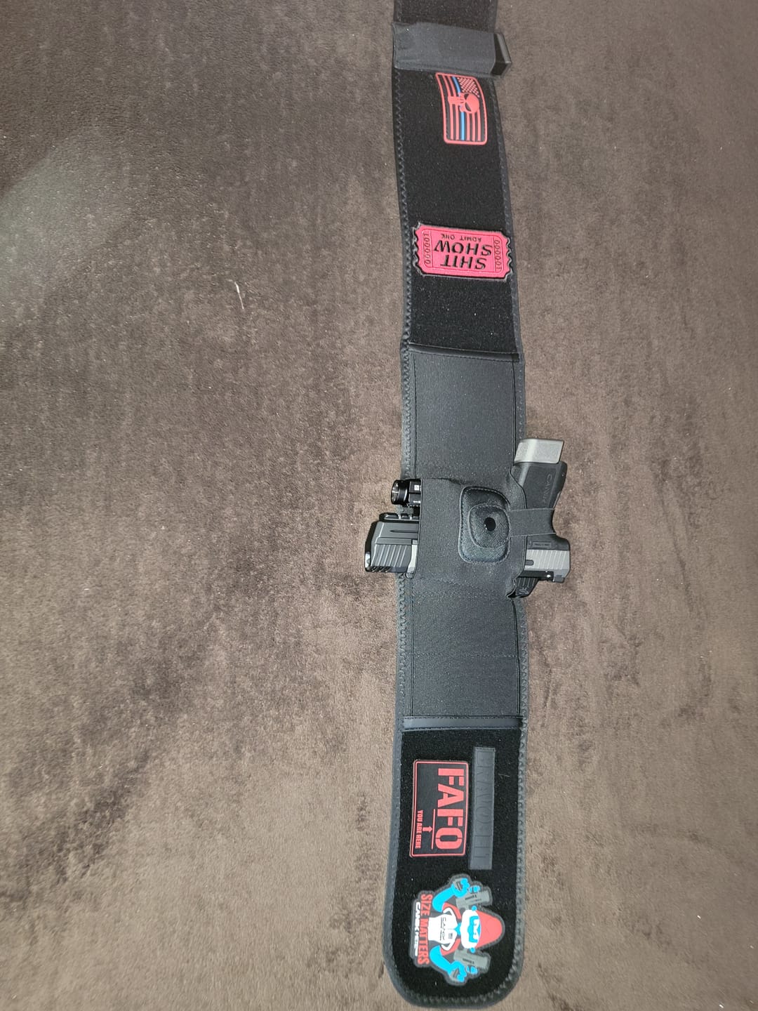 Customer photo review of BravoBelt Laser Fit Edition – Belly Band Holster | Fits Pistols with Weapon Mounted Lights, Lasers & Red Dots | Unisex (Black)