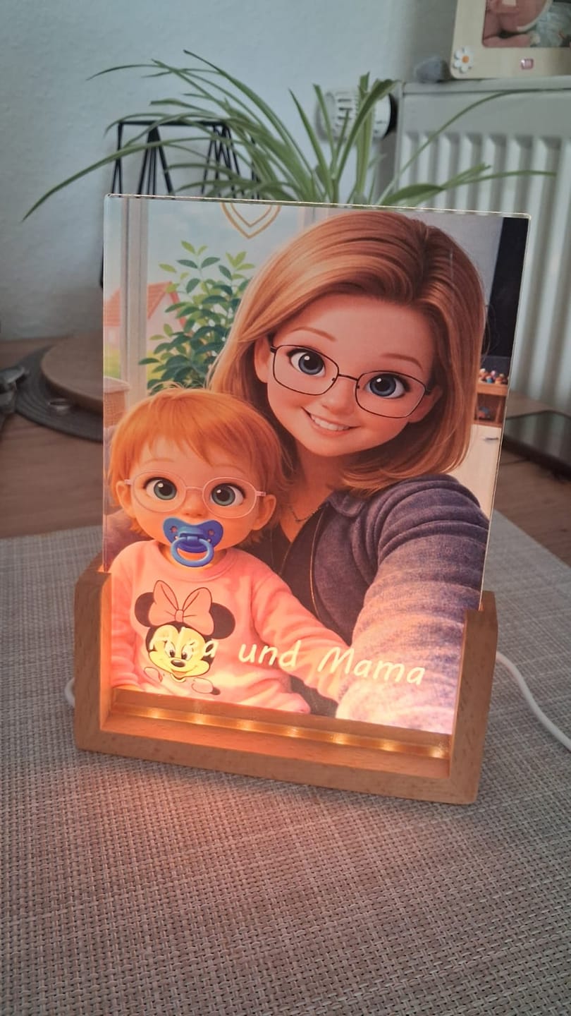Customer photo review of Cartoon Love Family - Personalisierter LED Aufsteller für Papa mit Cartoon-Effekt