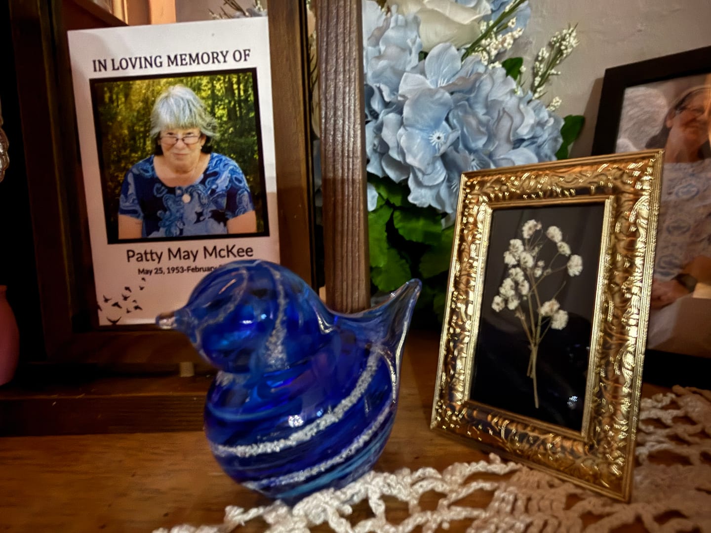 Customer photo review of Colorful Glass Birds with Cremation Ash