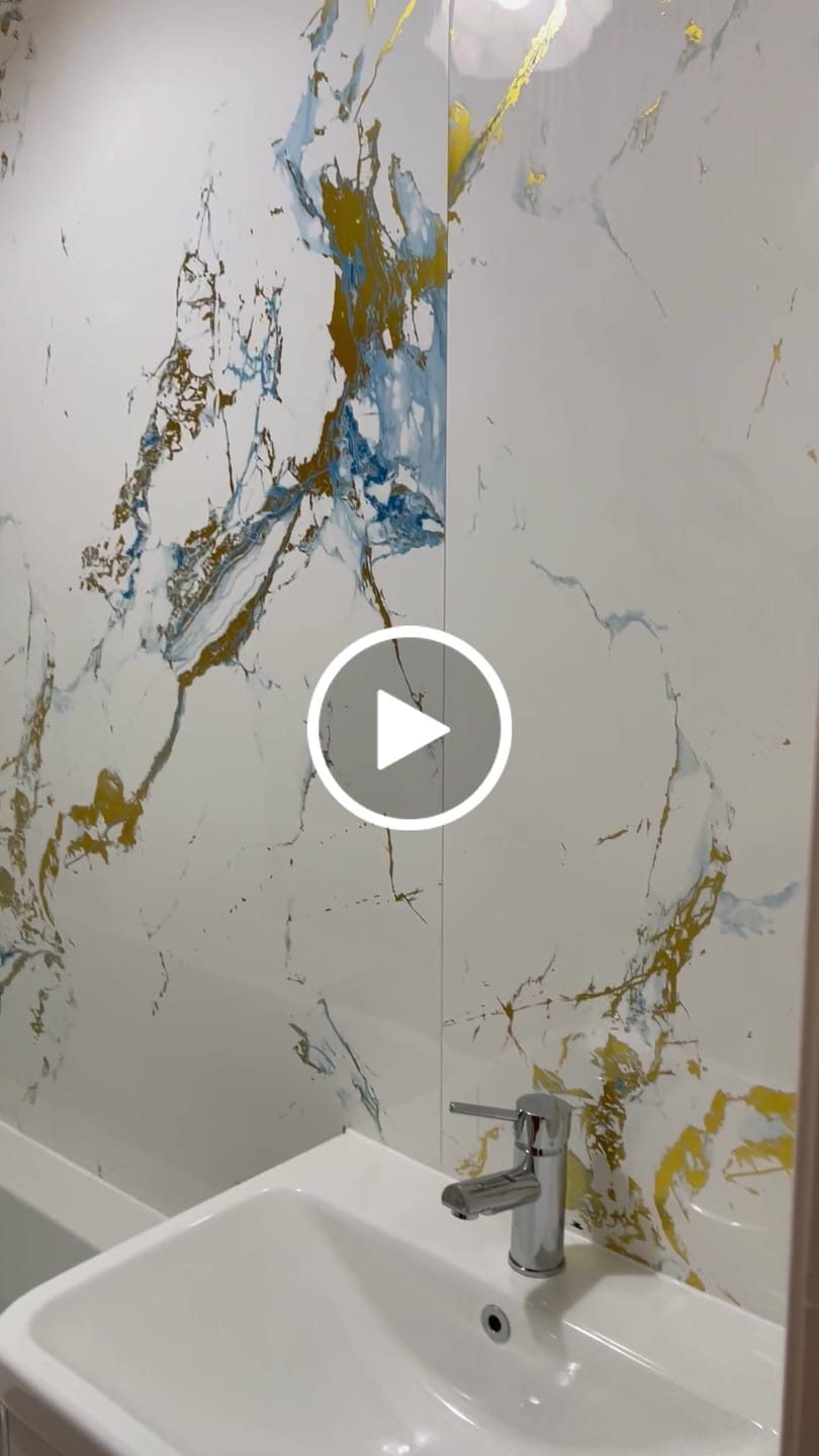 Customer video review of 10mm Oro Blue Gloss Shower Panel 1M x 2.4M