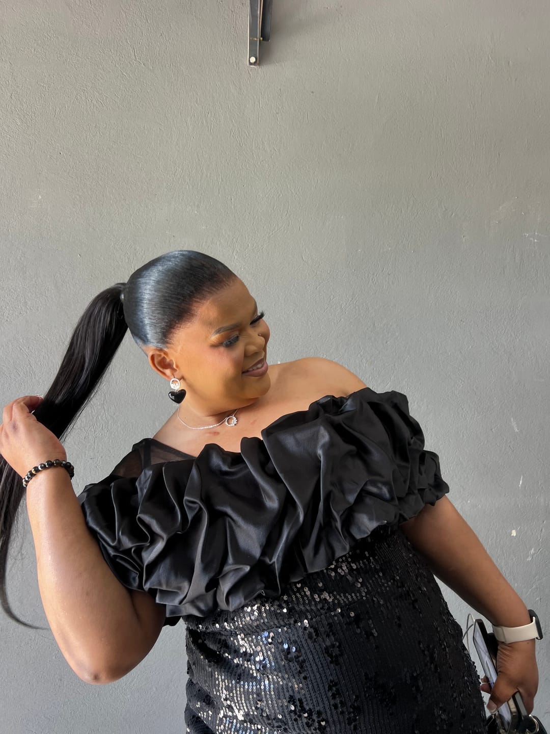 Customer photo review of Black Era Adore Silver Earrings