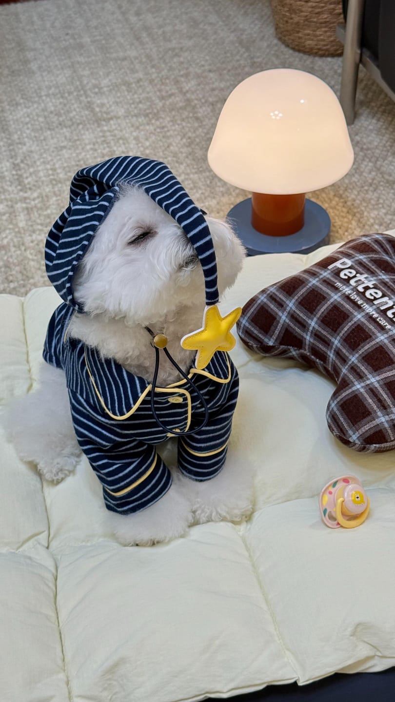 Customer photo review of Hit Snooze, Hooman Pajamas — Midnight Blue