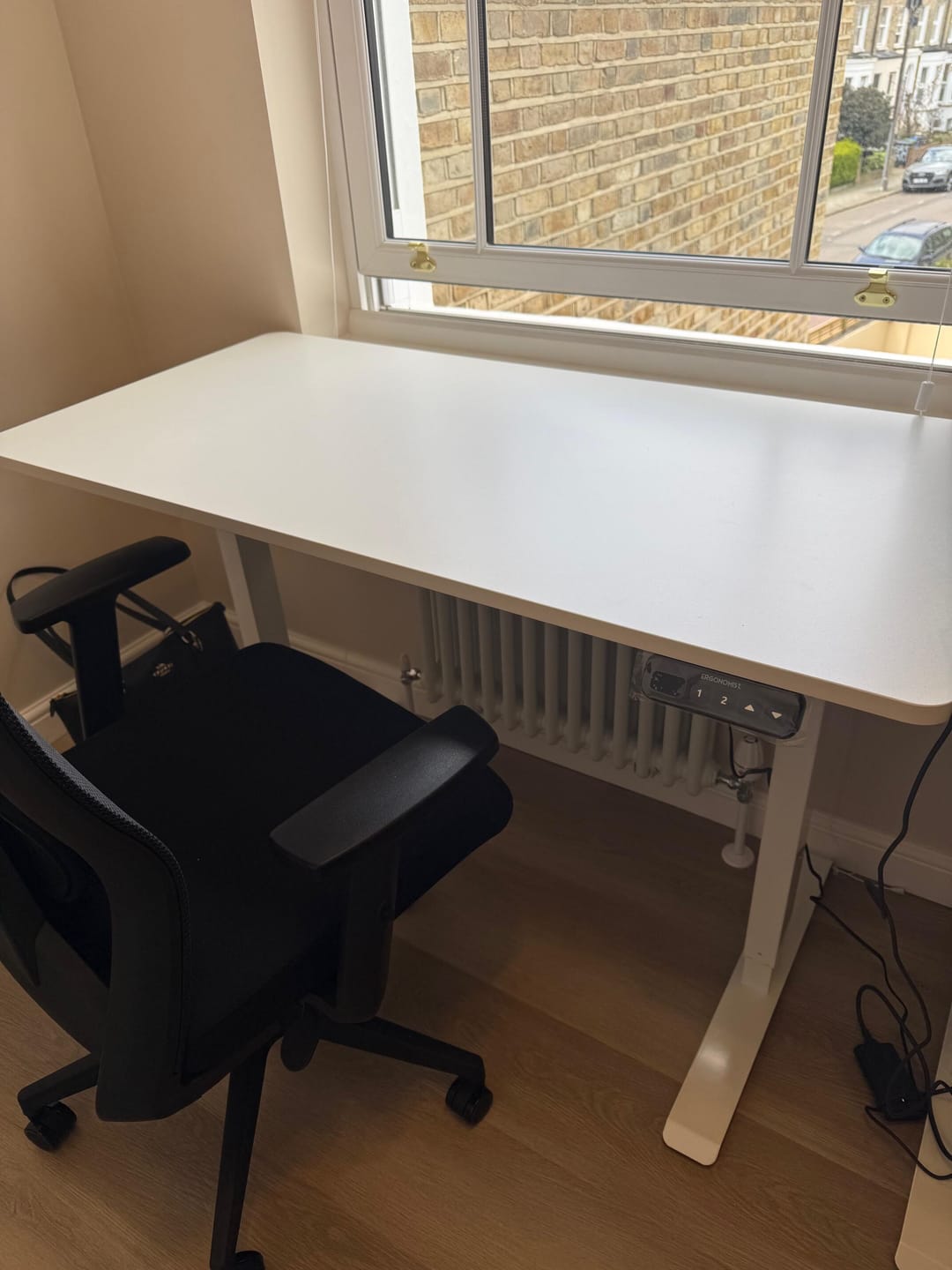 Customer photo review of Sit/Stand Height Adjustable Desk
