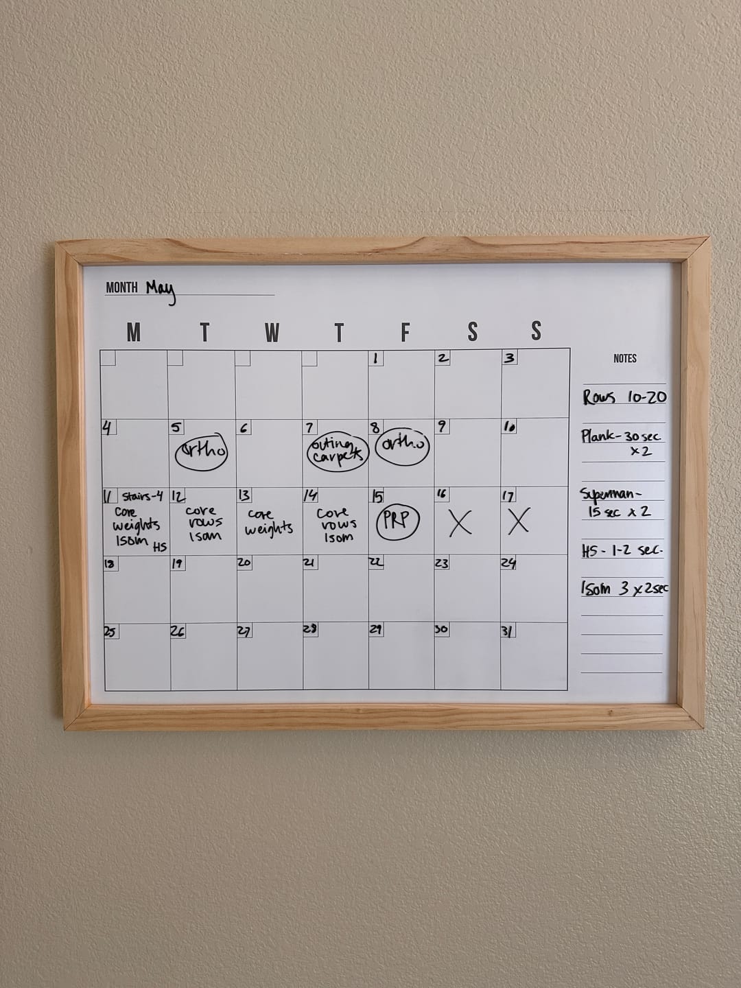 Customer photo review of Monthly Framed Whiteboard Calendar + 1 section | Horizontal Dwyer