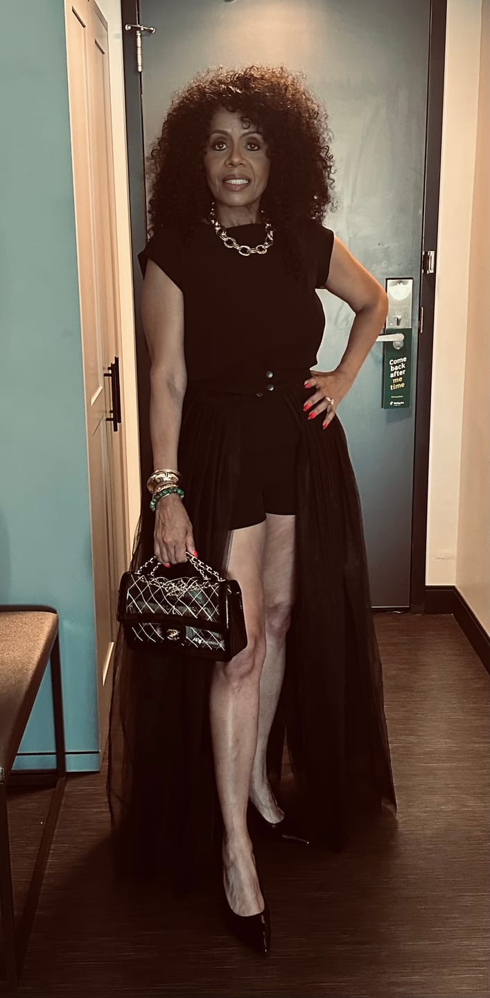 Customer photo review of 3-Piece Open-Back Top, High-Waisted Shorts and Tulle Skirt Co-Ord Set in Black