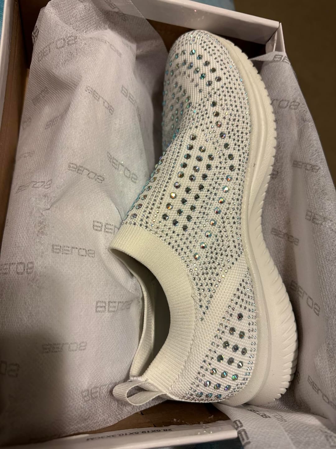 Customer photo review of Lucky Step Rhinestone Slip-On Walking Shoes
