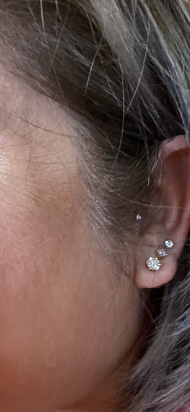 Customer photo review of Round Solitaire Stud Earrings - Moissanite