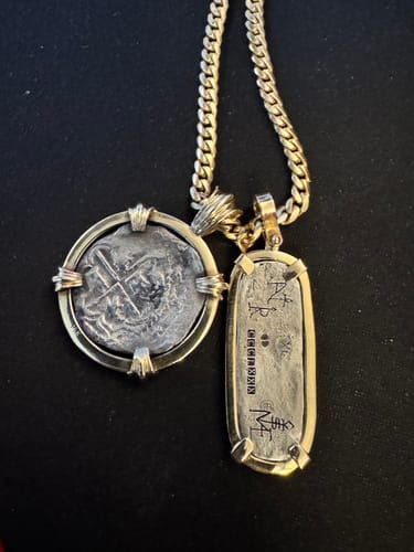 Customer photo review of Limited Edition - Atocha Silver Bar Pendant -14K Gold Mount