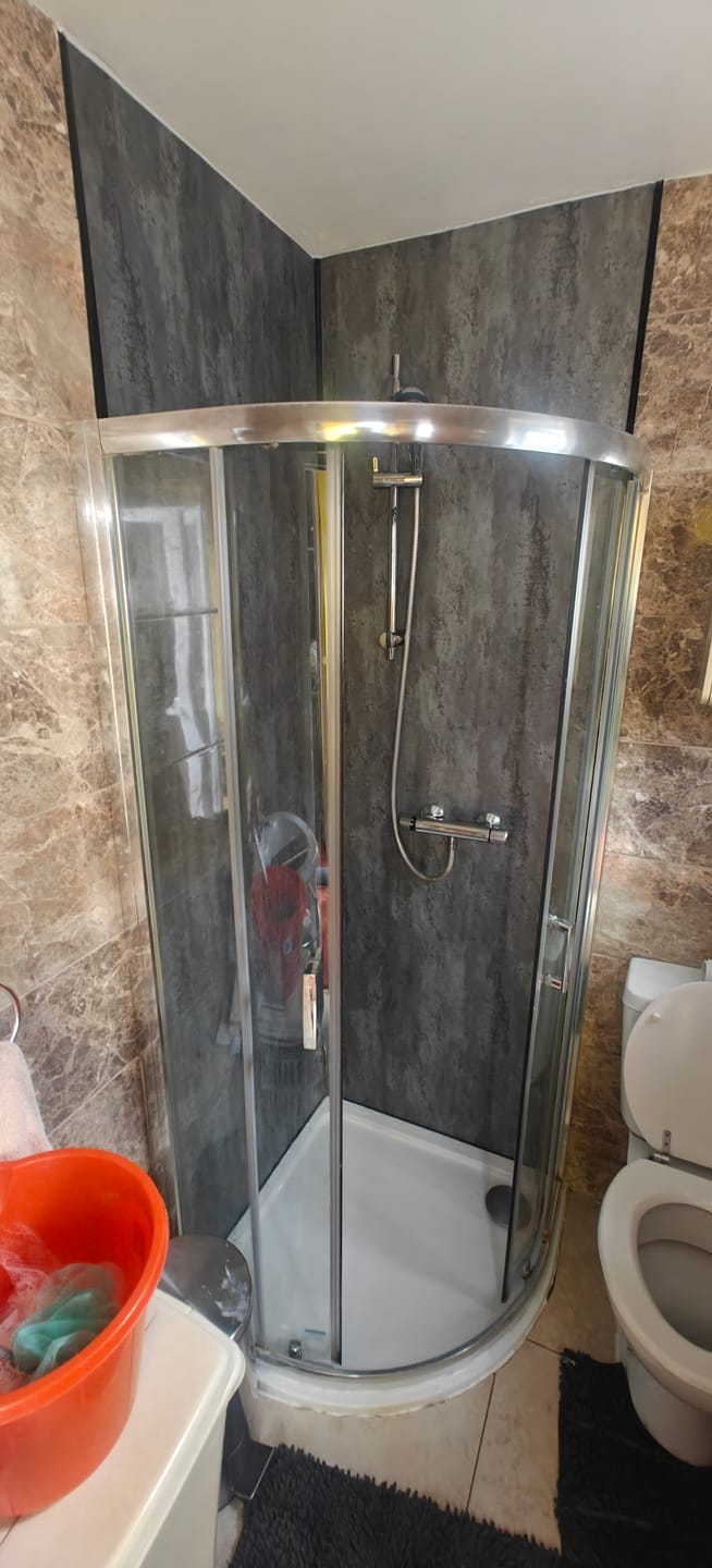 Customer photo review of Premium Black Graphite Matt Shower Wall Panel – 1M x 2.4M