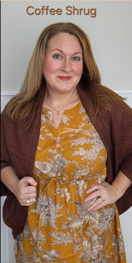 Customer photo review of NEW! JIVA Wool Silk Kimono Coffee