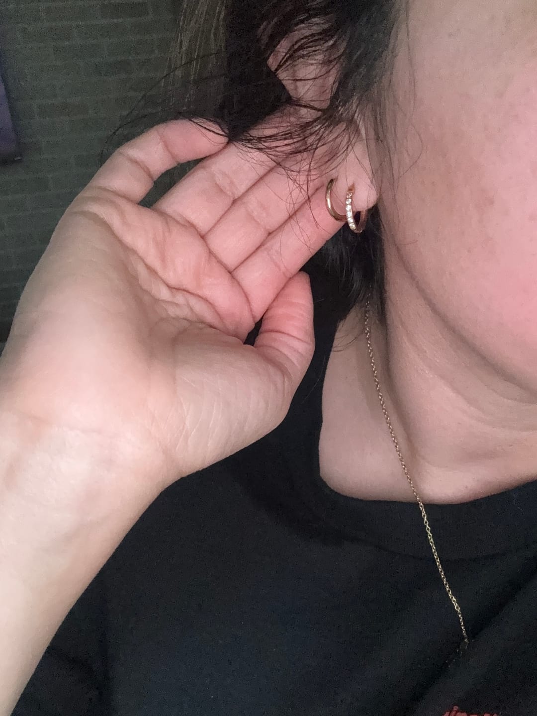 Customer photo review of My Huggies Sparkle Hoop Earrings