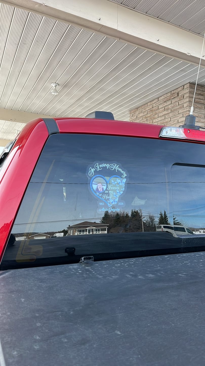 Customer photo review of In Loving Memory Sparkling Heart Memorial Butterflies Personalized Decal