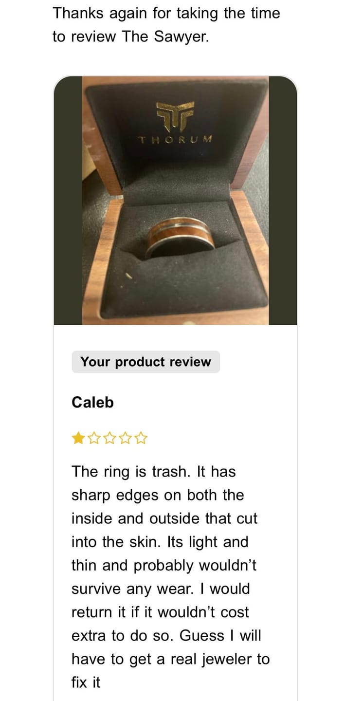 Customer photo review of The Sawyer
