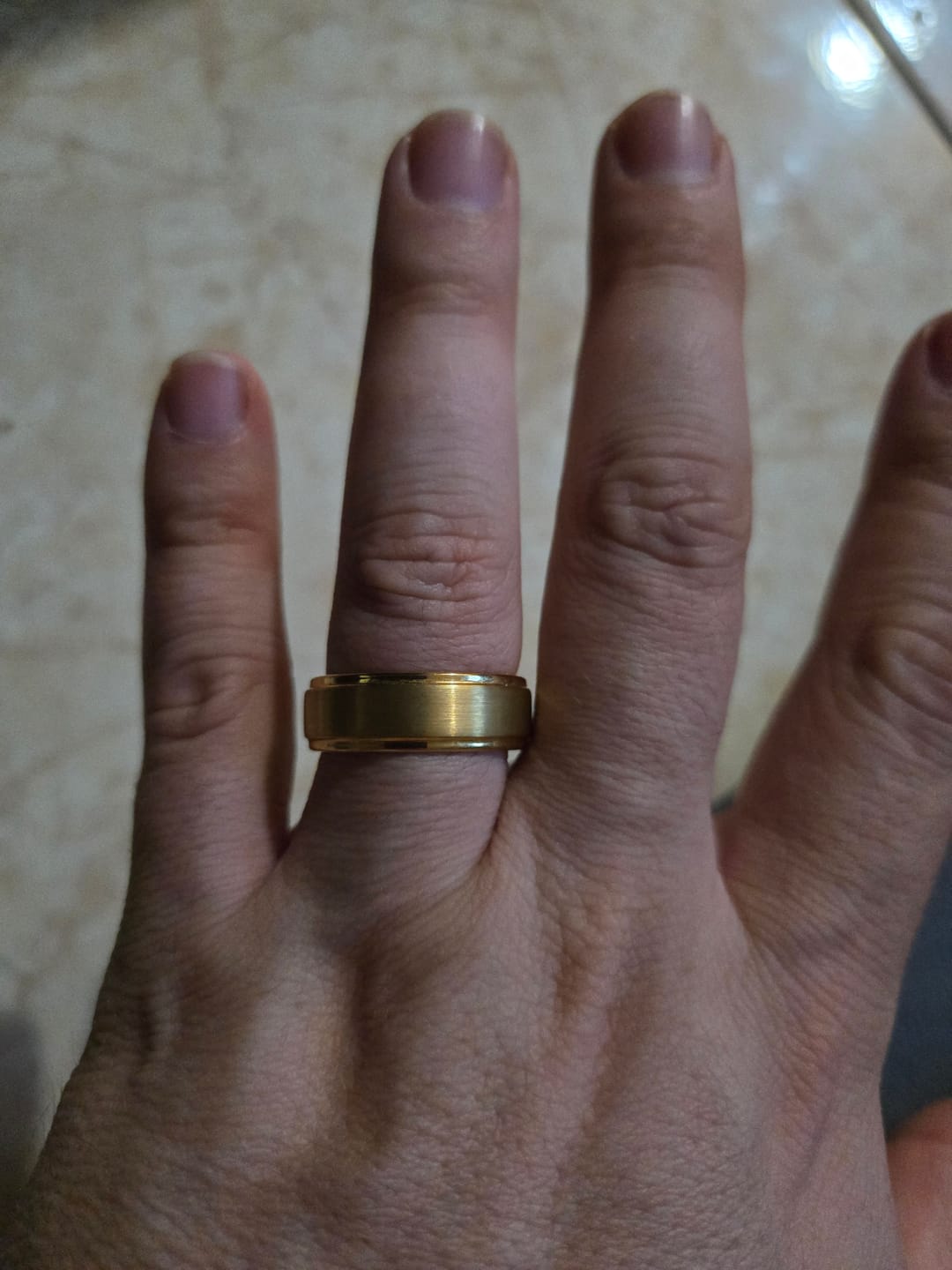 Customer photo review of Yellow Gold Beveled Edge - 8mm
