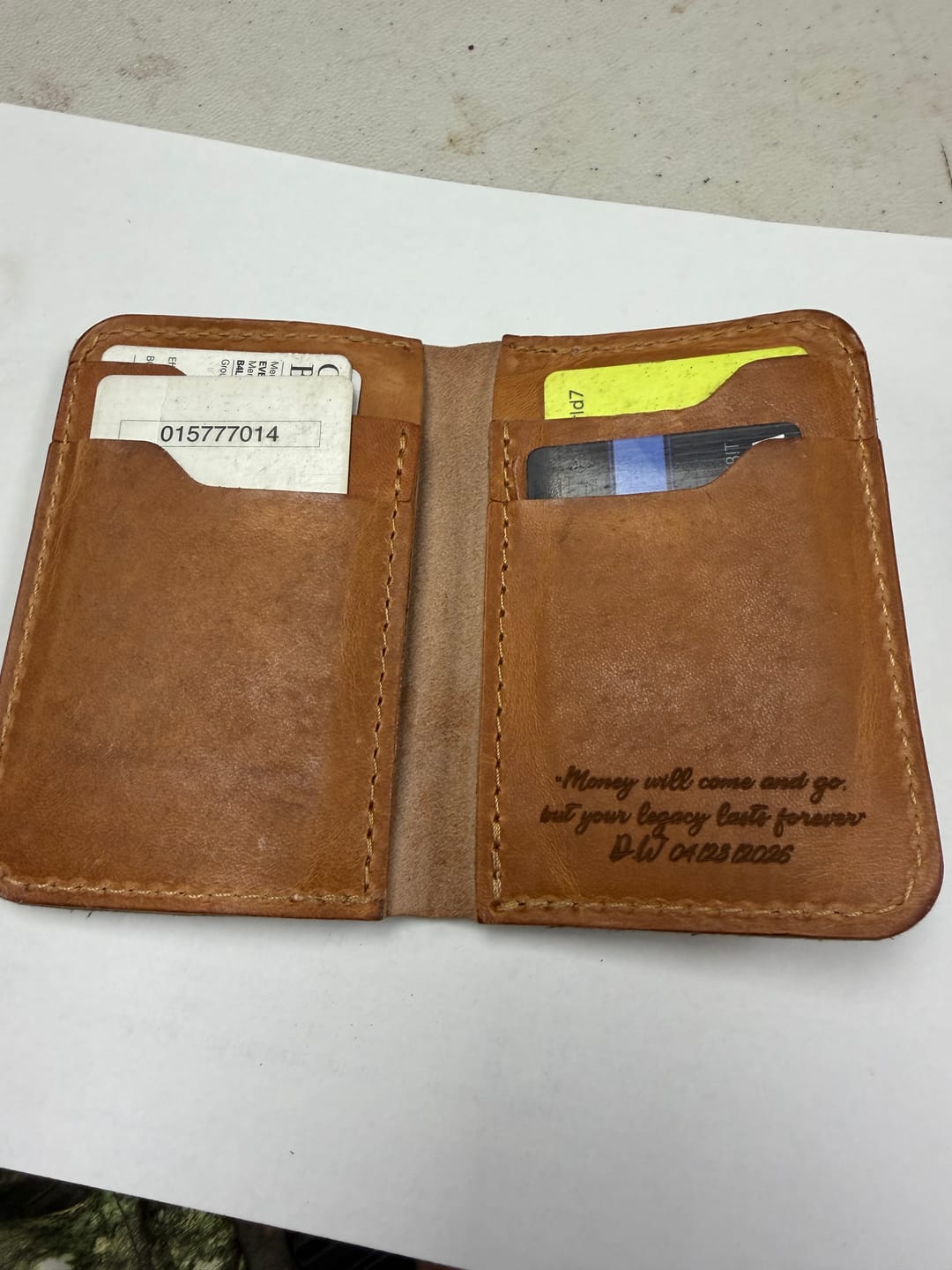 Customer photo review of The Tyler Vertical Wallet