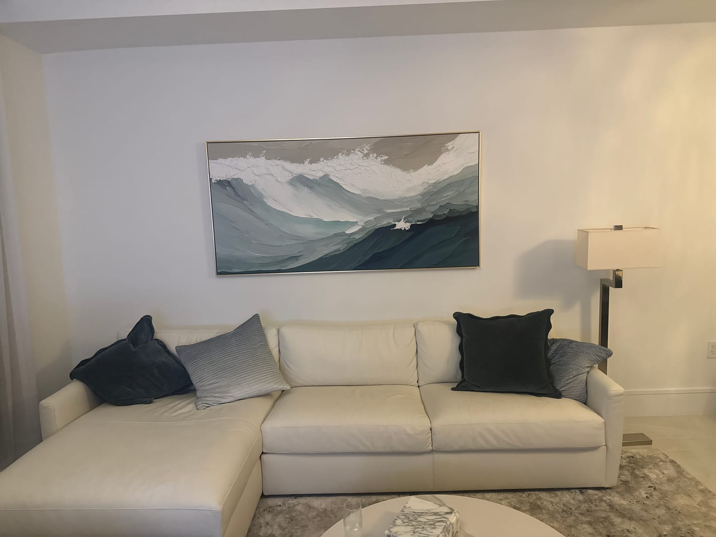 Customer photo review of Cascading Ocean Layers-Textured Ocean Wave Oil Painting for Modern Interiors