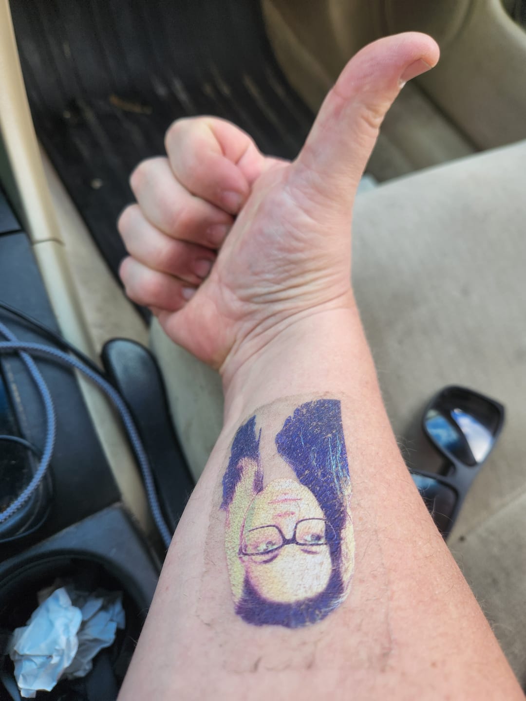 Customer photo review of Custom Photo Face Temporary Tattoo