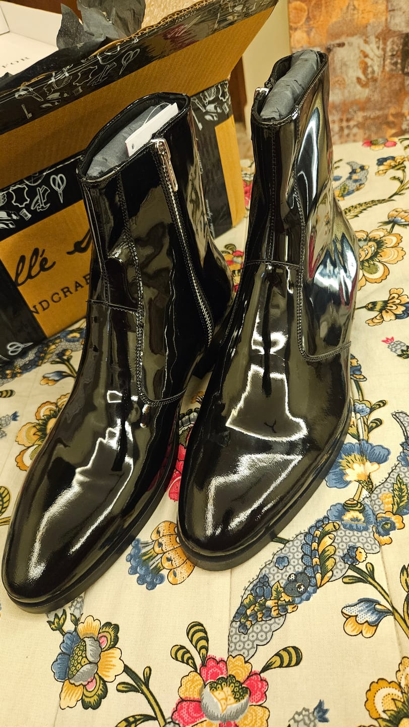 Customer photo review of Cuban Zipper Boots - Black Patent