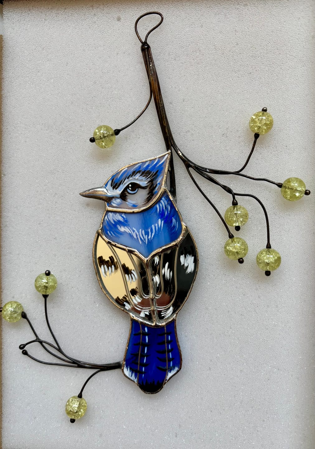 Customer photo review of Blue flying Hummingbird Stained Glass Suncatcher - Gifts for mom