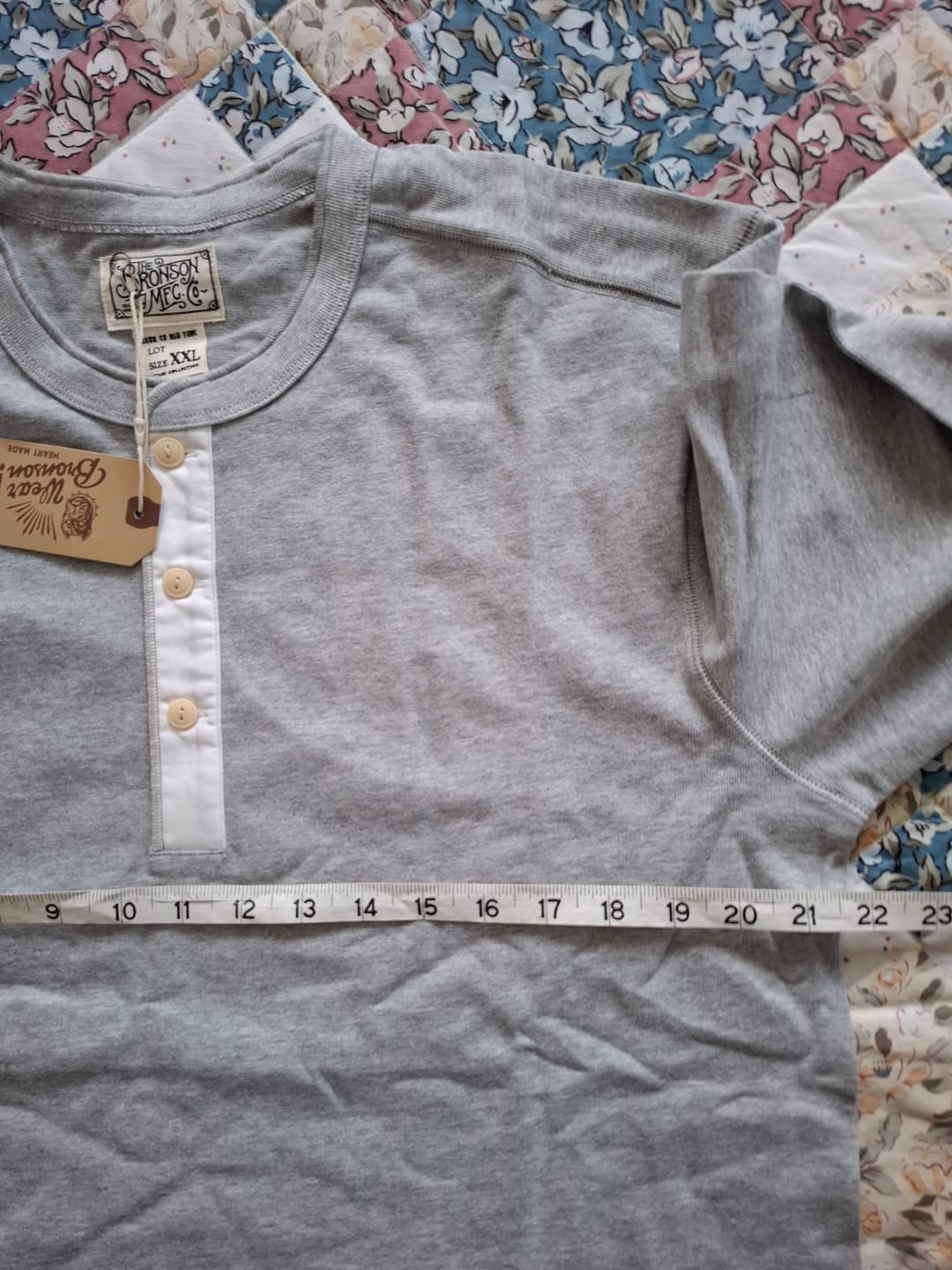 Customer photo review of Vintage Long Sleeve Henley Shirt - Gray