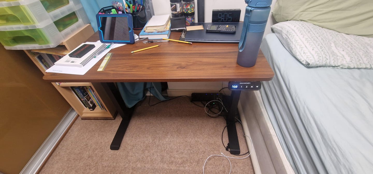 Customer photo review of Sit/Stand Height Adjustable Desk