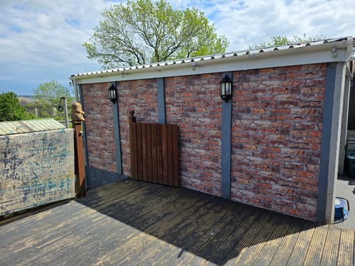 Tuscan Red brick effect garage cladding