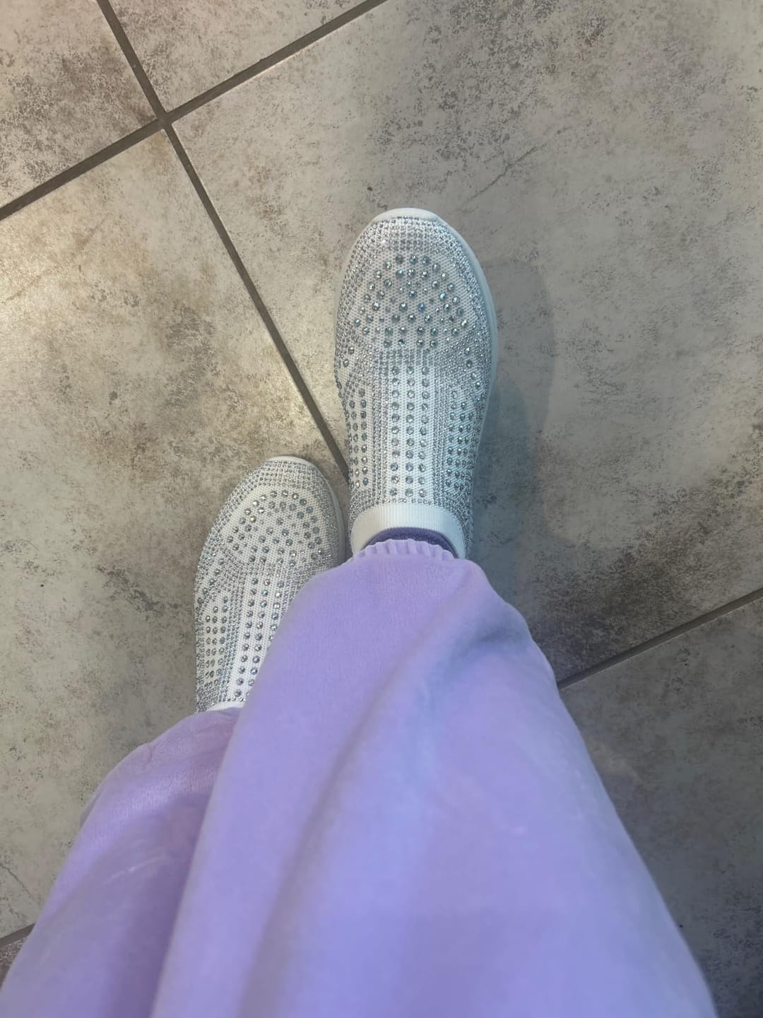 Customer photo review of Lucky Step Rhinestone Slip-On Walking Shoes