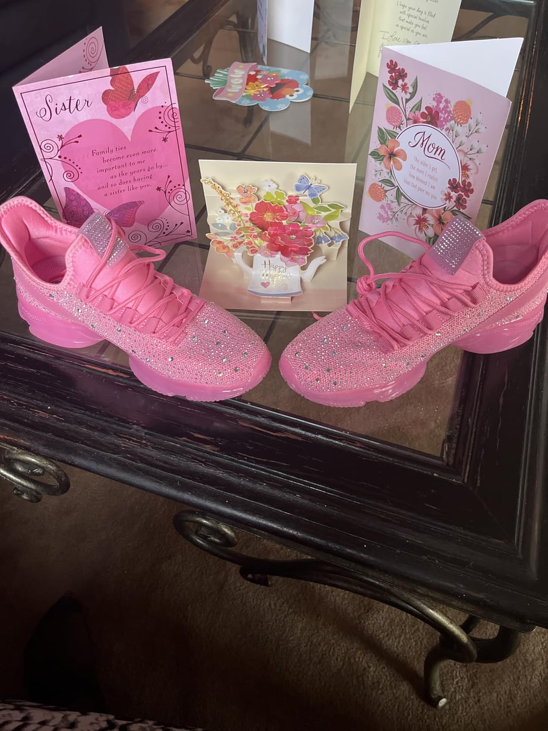 Customer photo review of Lucky Step Rhinestone Mesh Slip-On Sneakers