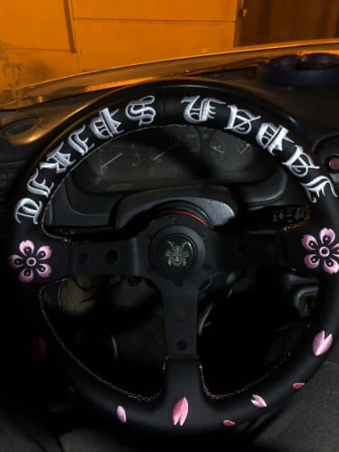 Customer photo review of Samurai Cherry Blossom Steering Wheel