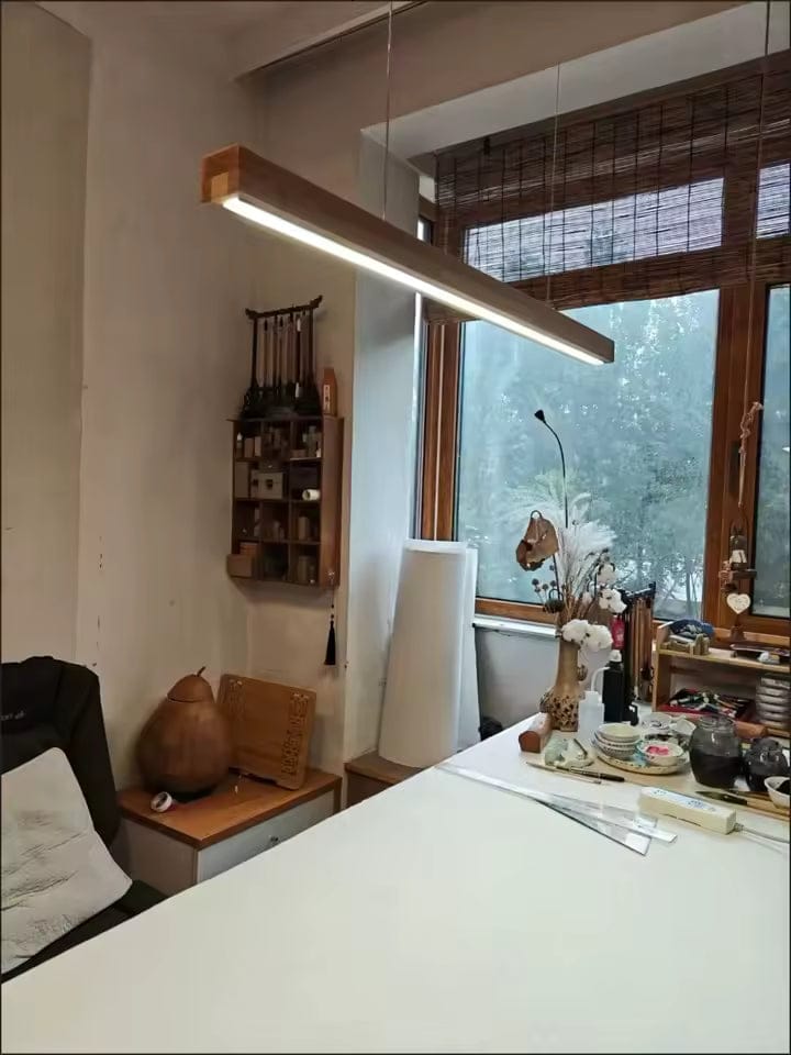 Customer photo review of Linjär Pendellampa i Massivt Trä | LED | Furu & Valnöt | 80–120 cm