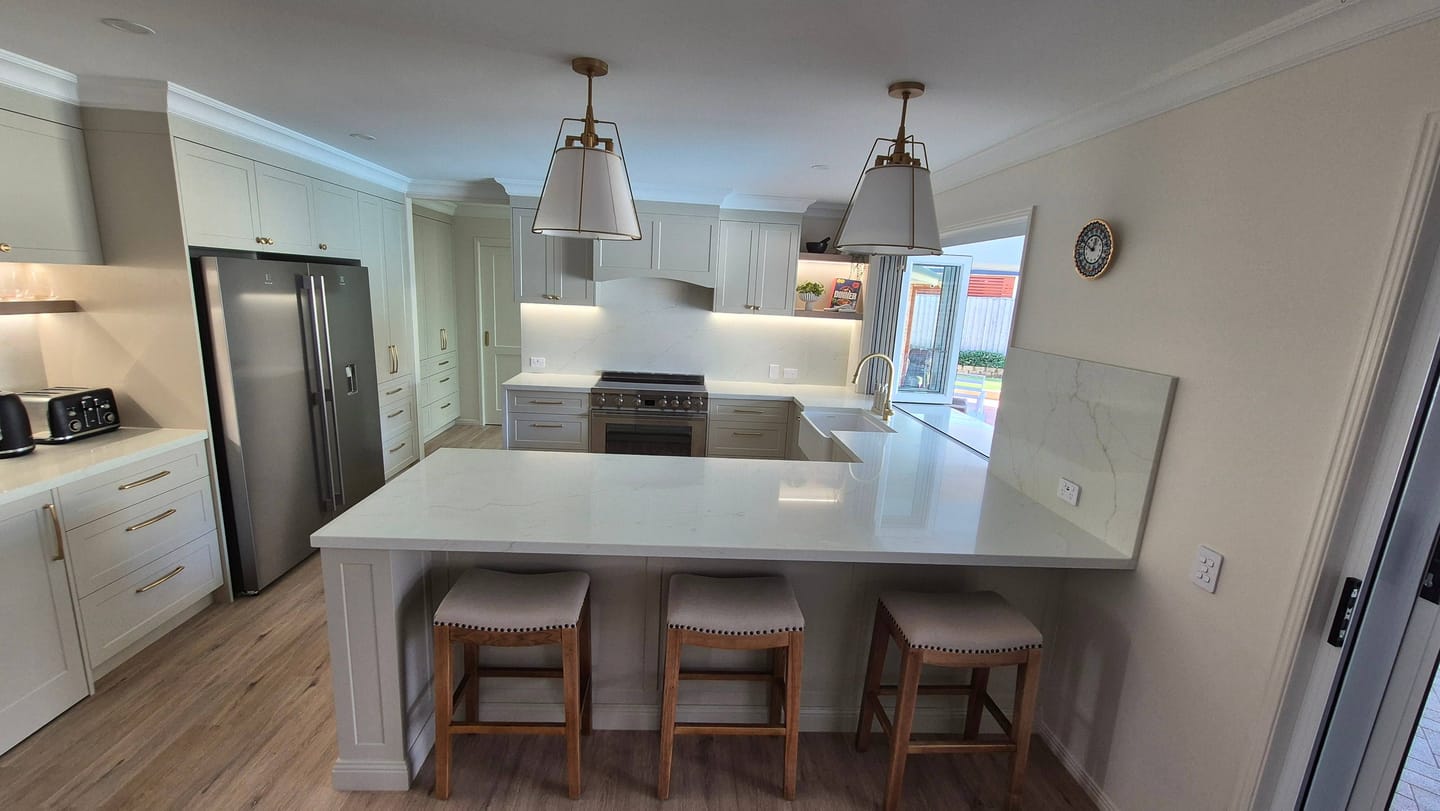 Customer photo review of Contemporary 4-Light Conical Linen Tapered Pendant Light