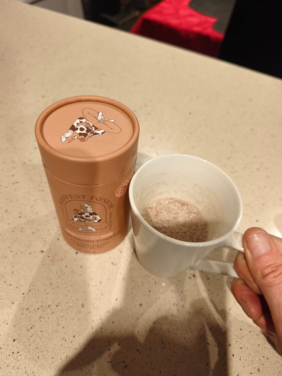 Customer photo review of Chocolate Bone Broth Powder