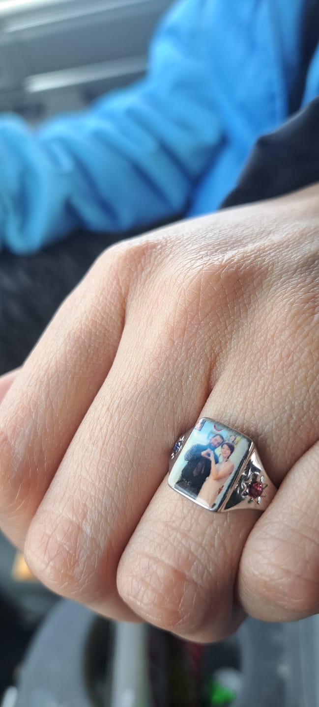 Customer photo review of Personalized Couple Photo Birthstone Custom Ring