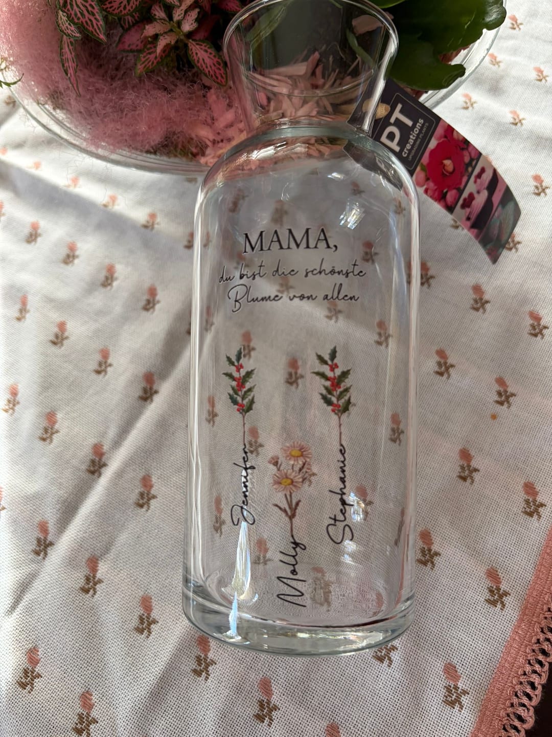 Customer photo review of Mamas Garten - Personalisierte Vase mit Namen und Blumen für Mama und Oma