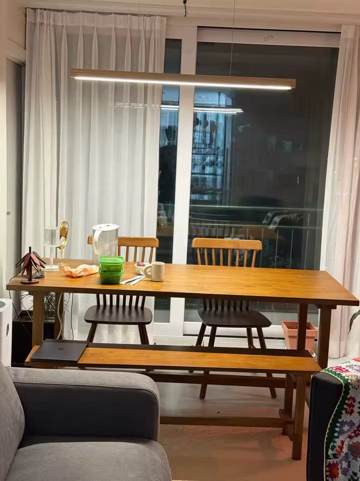Customer photo review of Linjär Pendellampa i Massivt Trä | LED | Furu & Valnöt | 80–120 cm