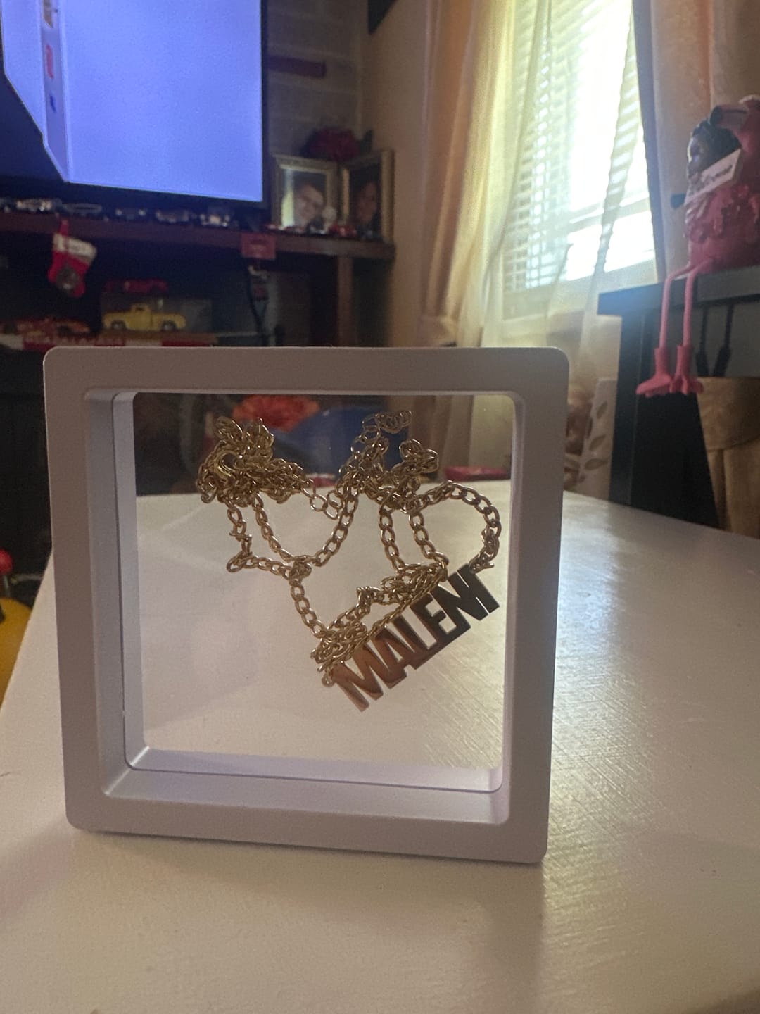 Customer photo review of Block Name Necklace w/ Cuban Chain