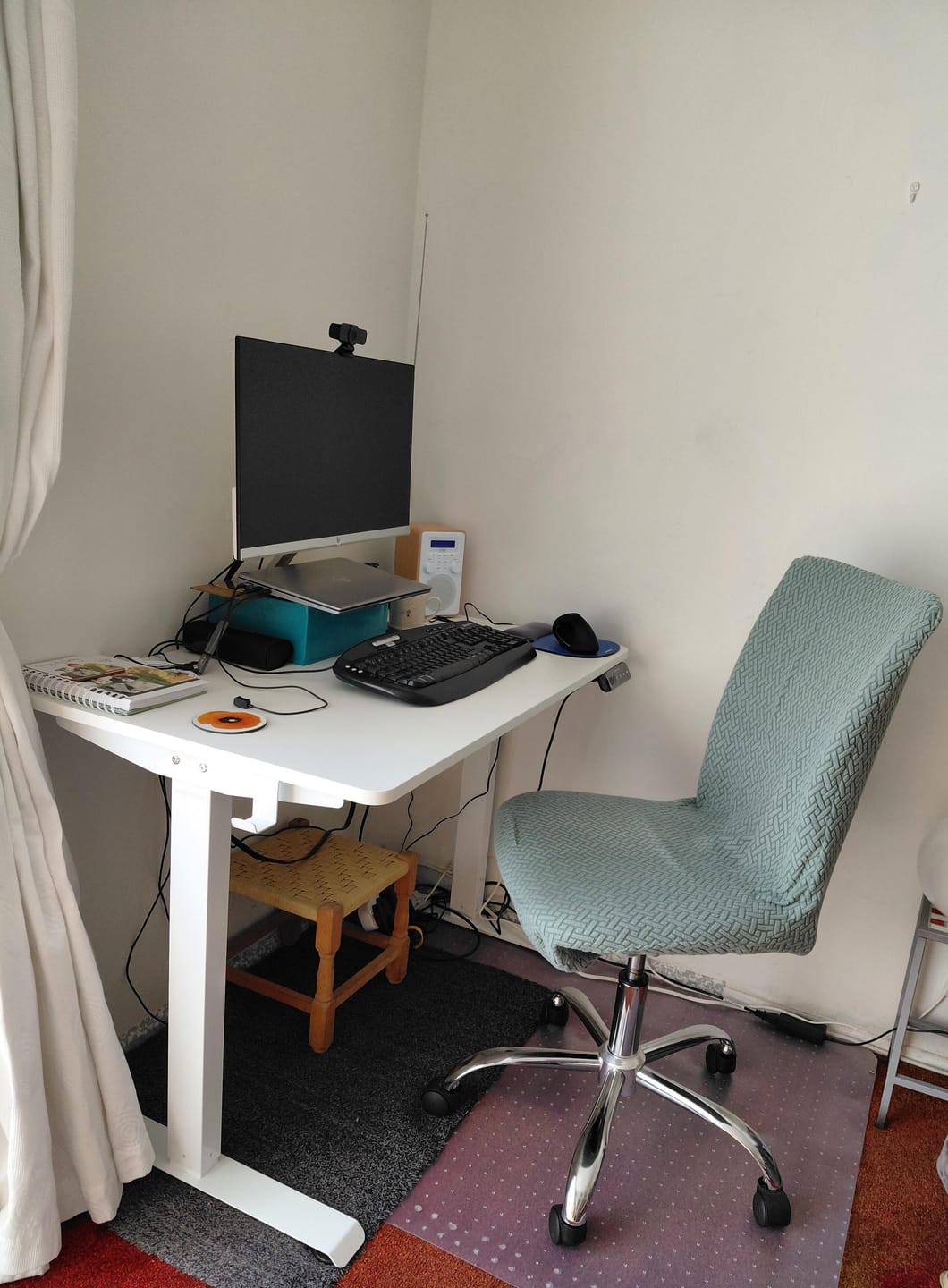 Customer photo review of Sit/Stand Height Adjustable Desk