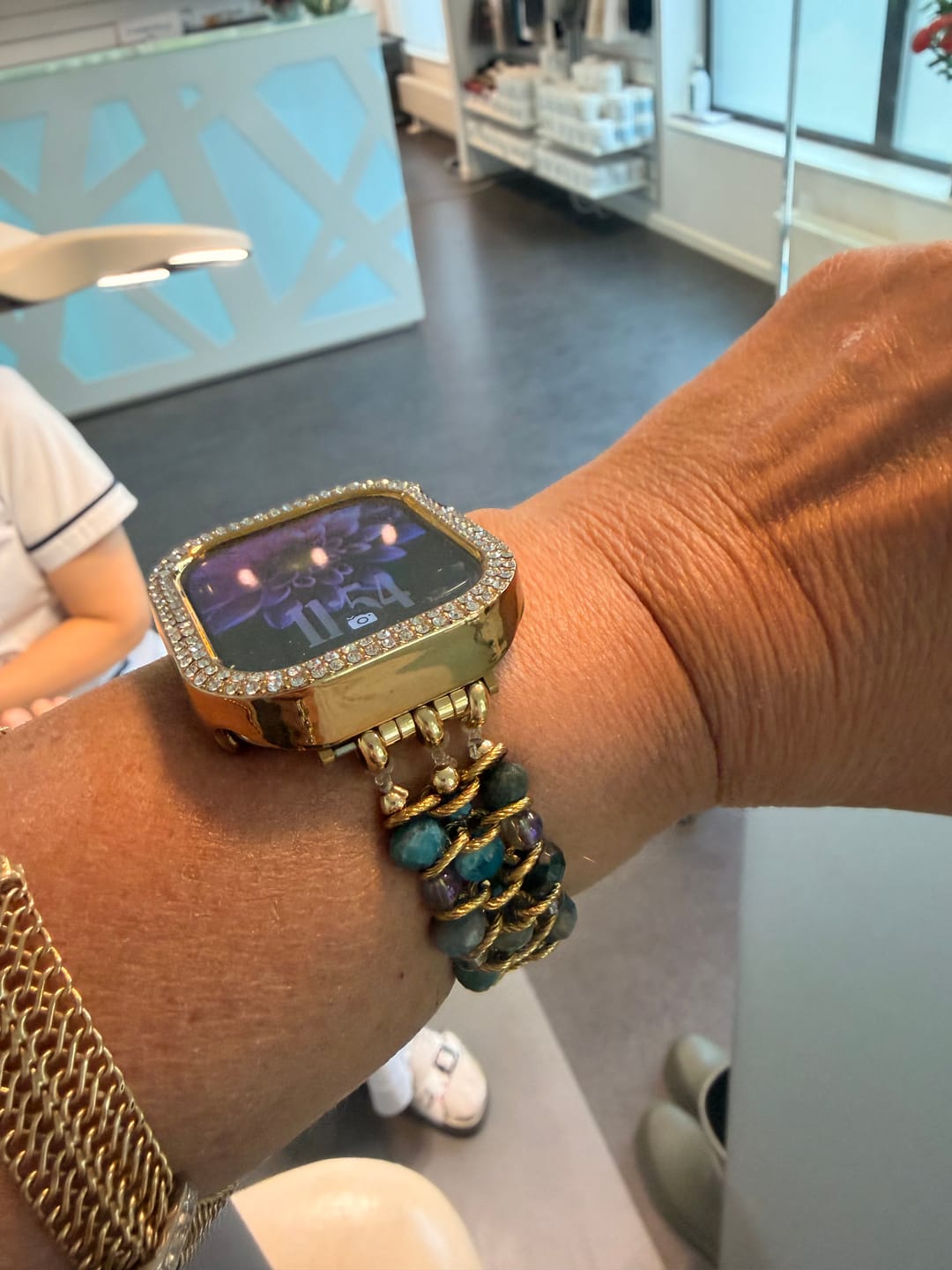 Customer photo review of Crystal Shores Braided Stretch Apple Watch Strap
