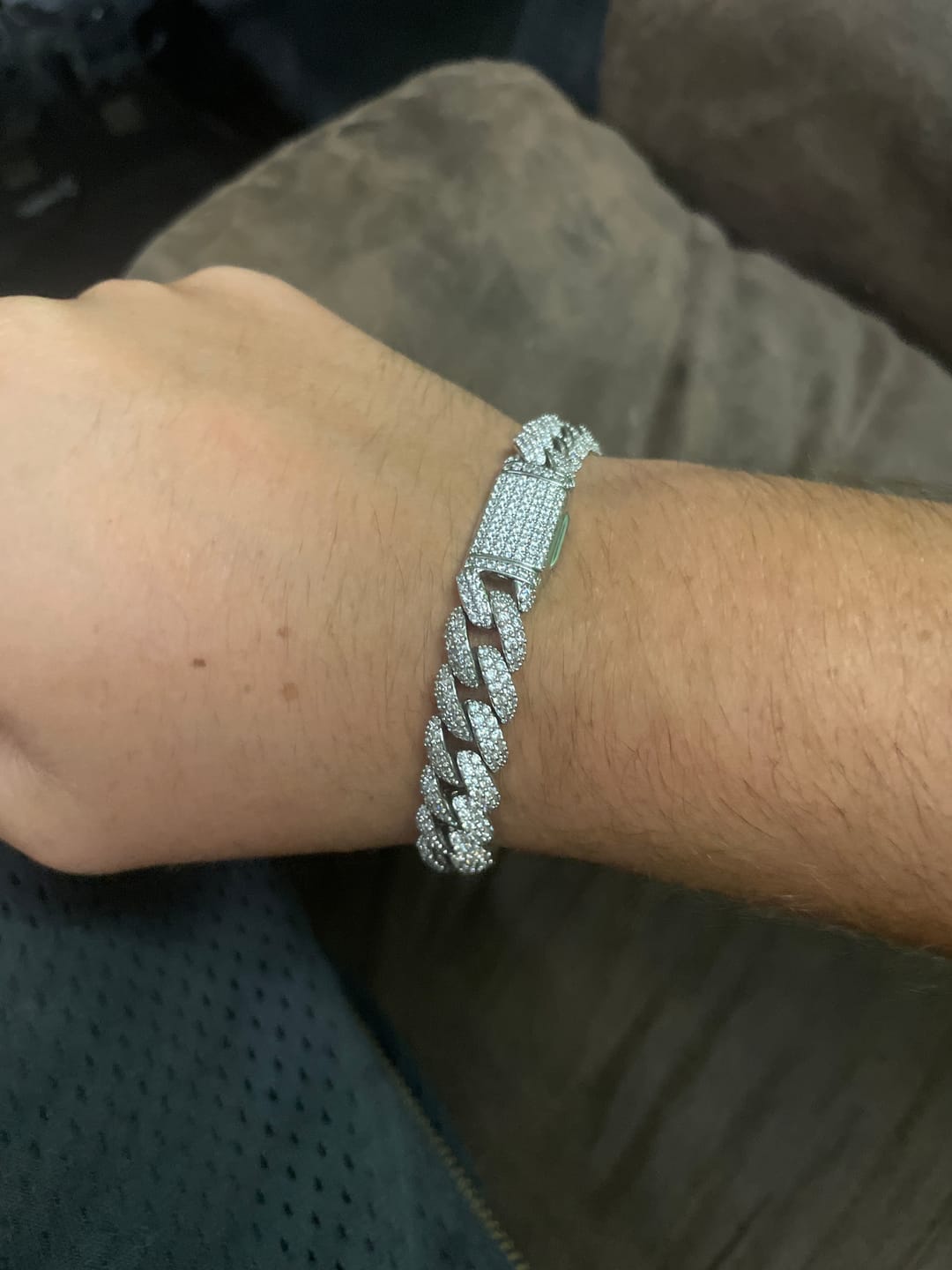 Customer photo review of 10MM ICED CUBAN LINK BRACELET - SILVER PLATED