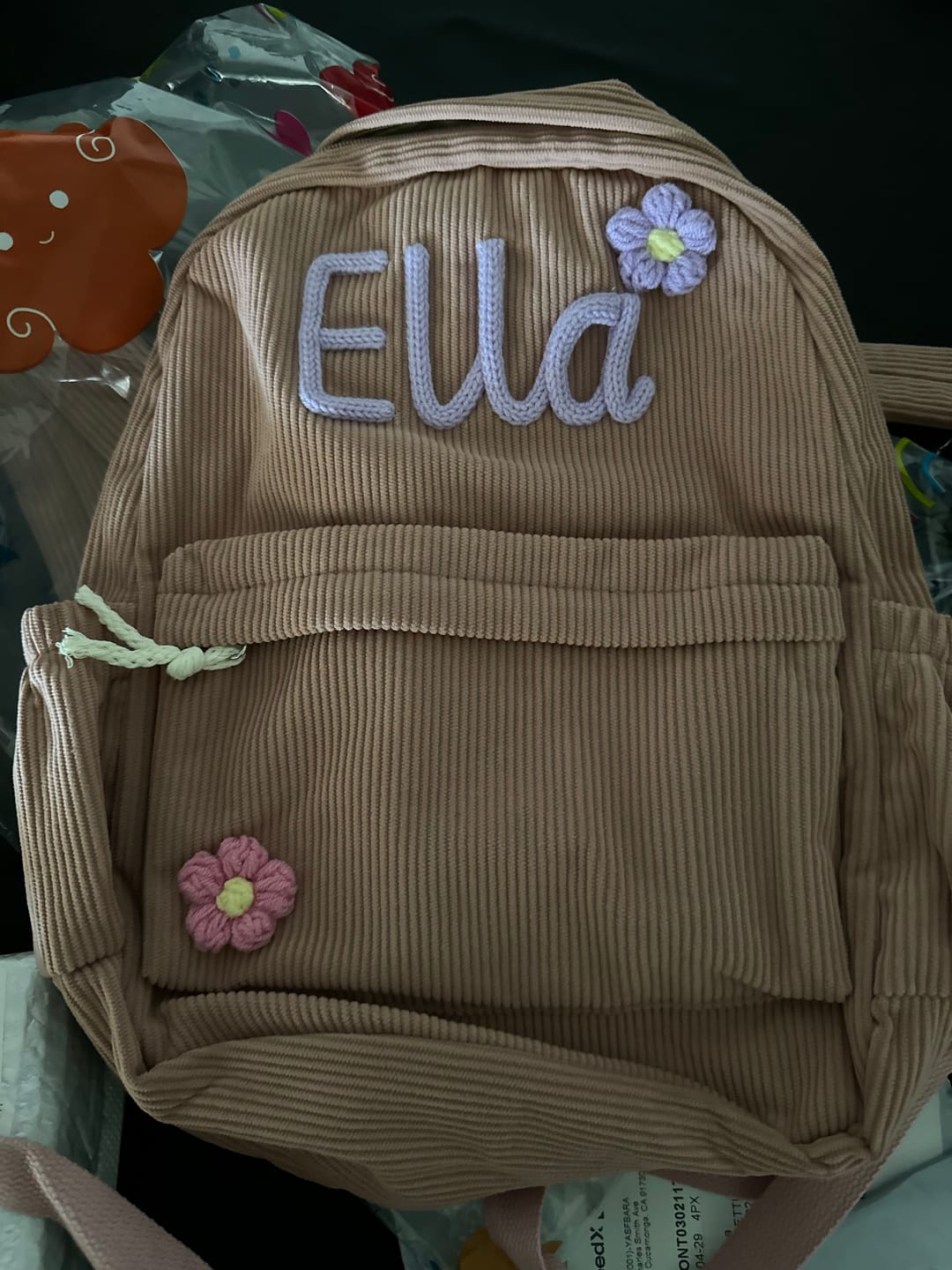 Customer photo review of K&C - Personalized Knitted Backpack