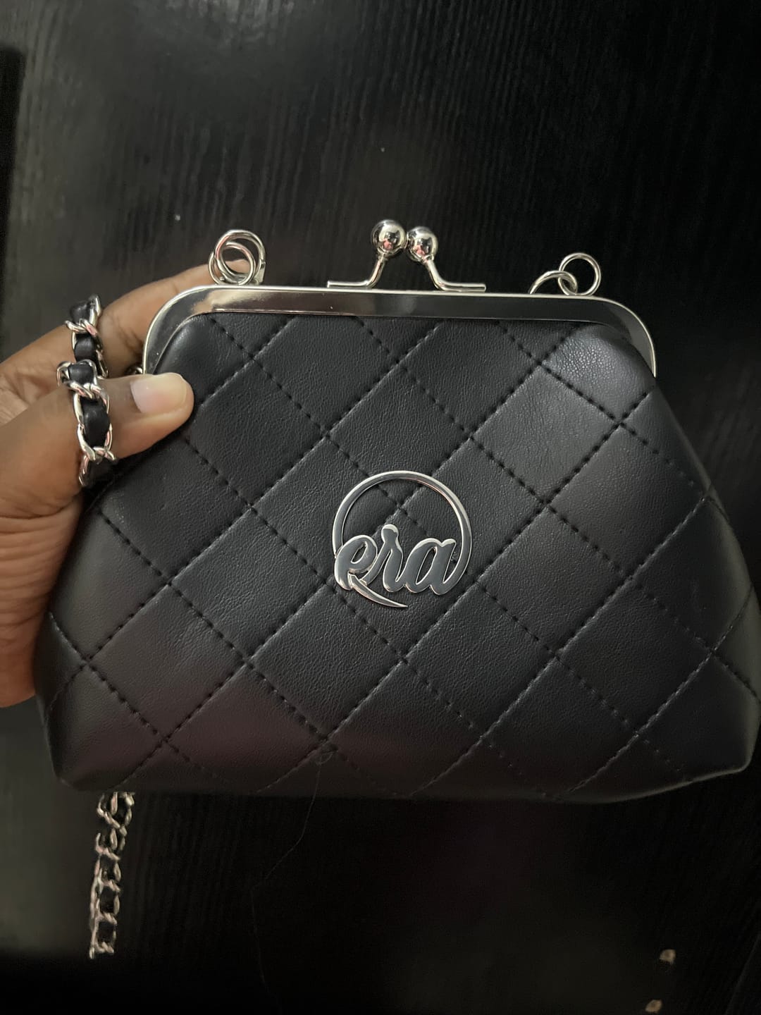 Customer photo review of ERA Mini Kisslock Chain Bag – Black