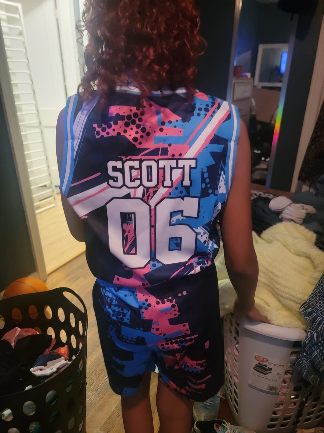 Customer photo review of Custom Reversible Basketball Suit for Adults and Kids Personalized Jersey Pink&Blue