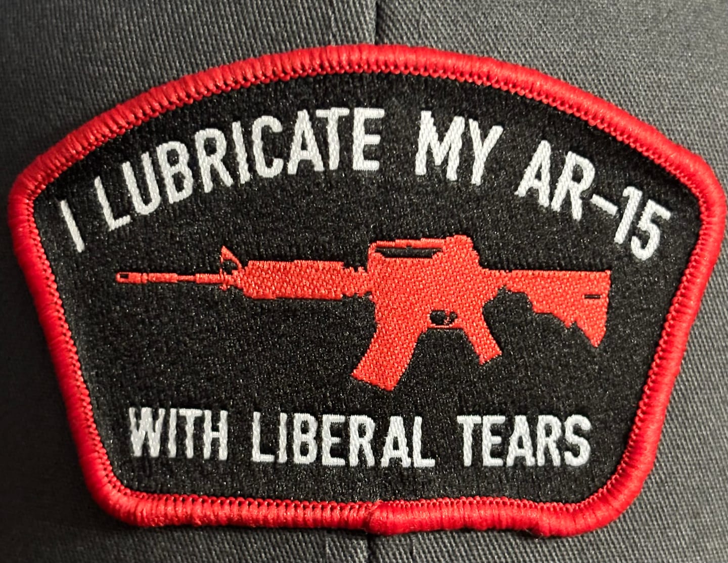 Customer photo review of I Lubricate my AR15 Woven Patch Hat